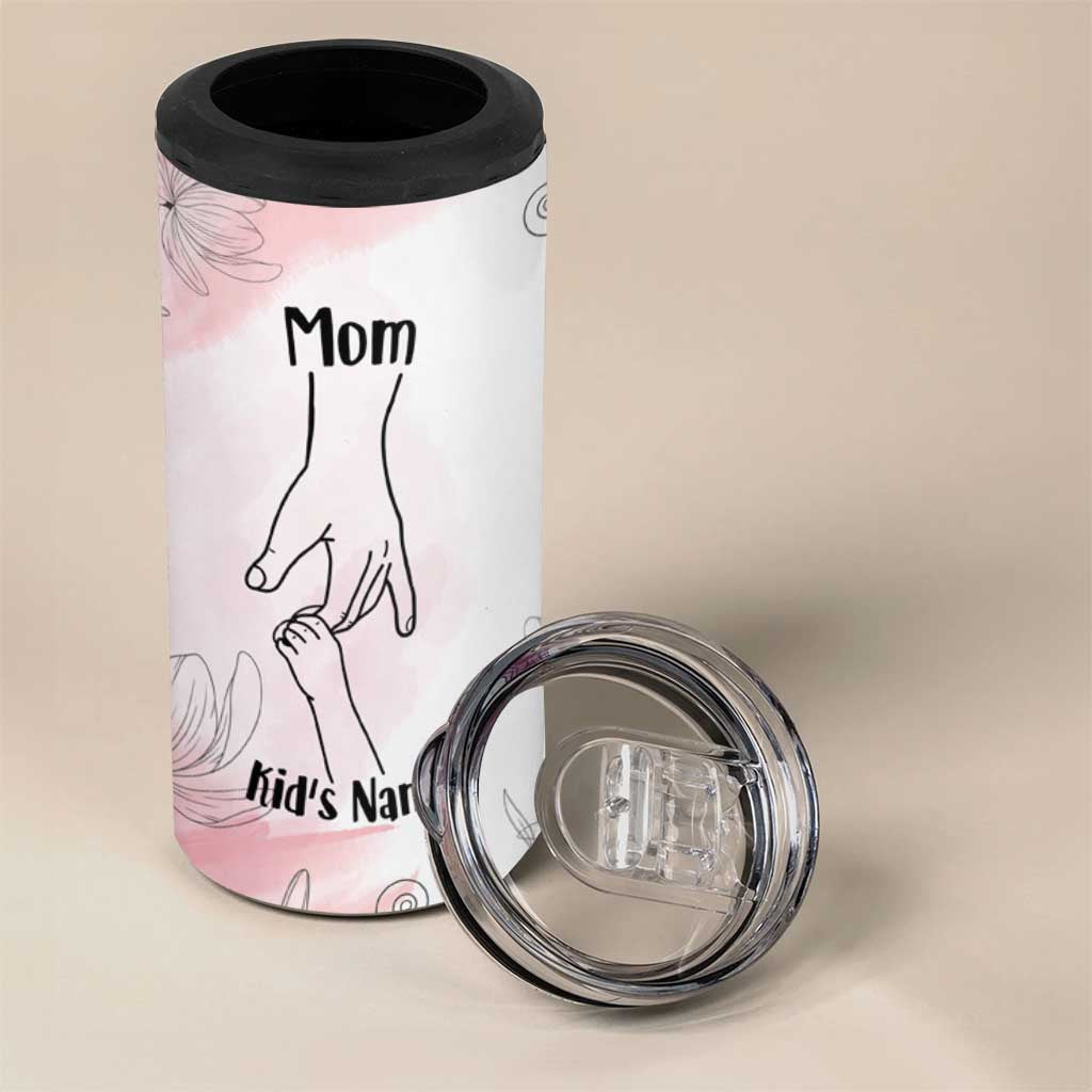 Personalized Mom Gifts 4 in 1 Can Cooler Tumbler Mama Holding Hands Custom Kid Names Mothers Day Gift