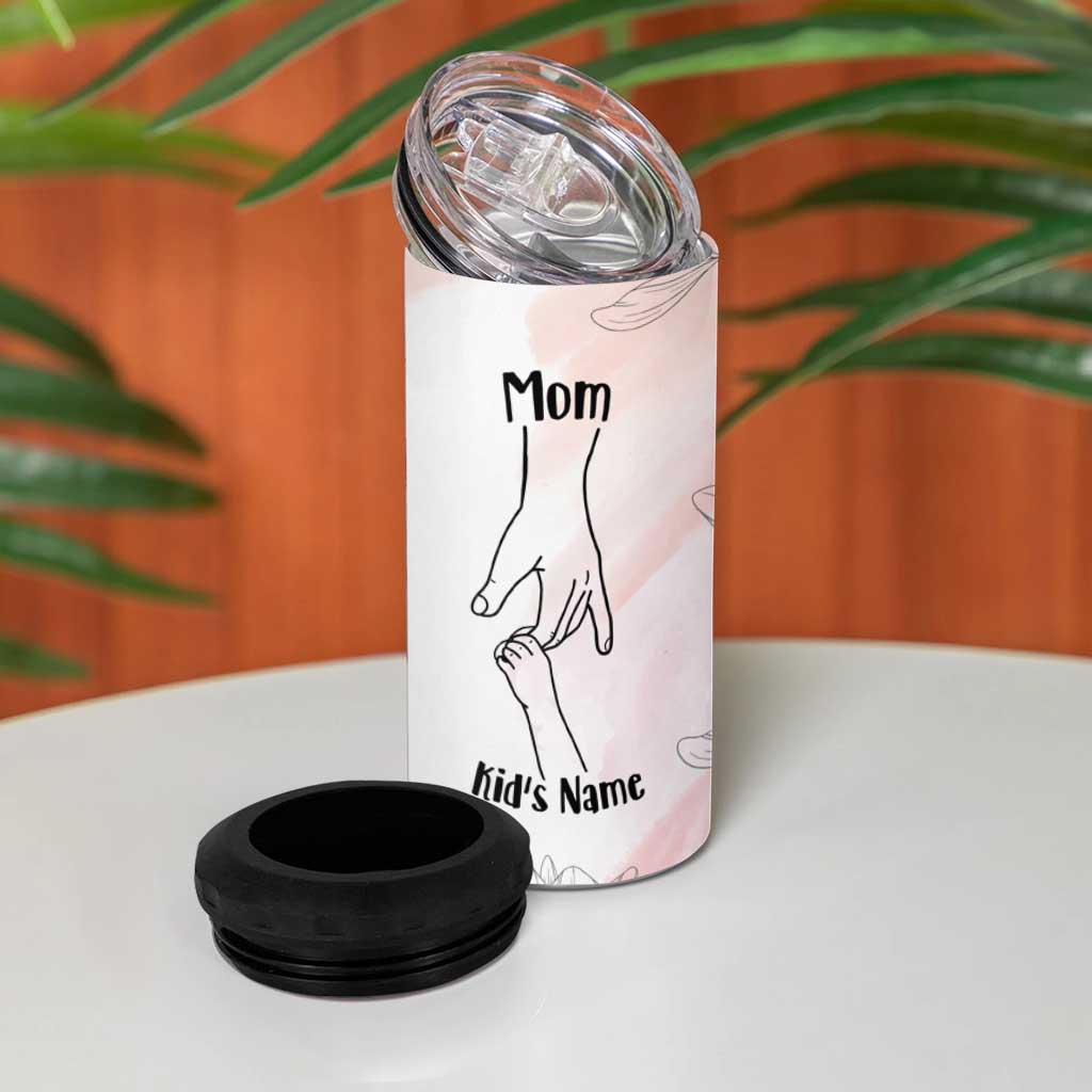 Personalized Mom Gifts 4 in 1 Can Cooler Tumbler Mama Holding Hands Custom Kid Names Mothers Day Gift