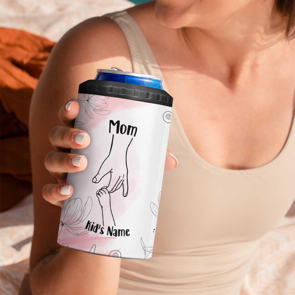 Personalized Mom Gifts 4 in 1 Can Cooler Tumbler Mama Holding Hands Custom Kid Names Mothers Day Gift