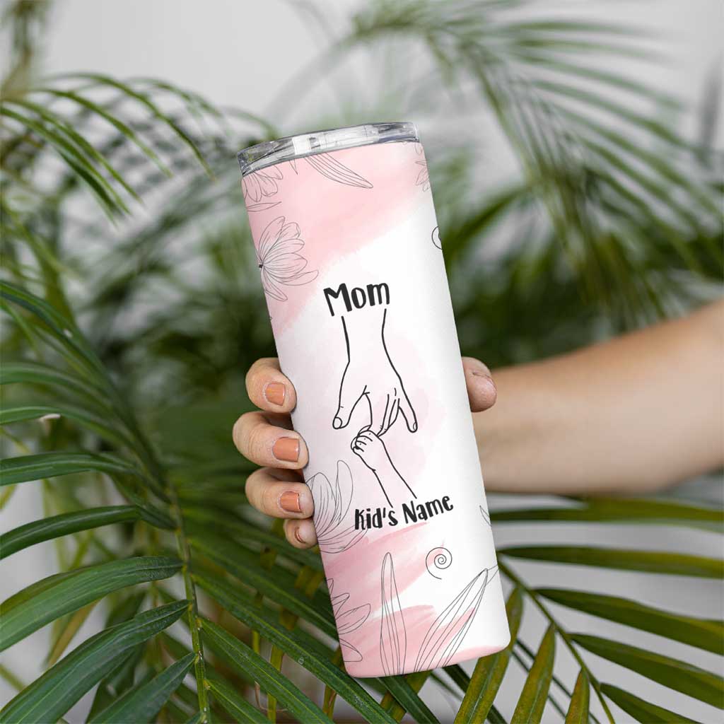 Personalized Mom Gifts Skinny Tumbler Mama Holding Hands Custom Kid Names Mothers Day Gift