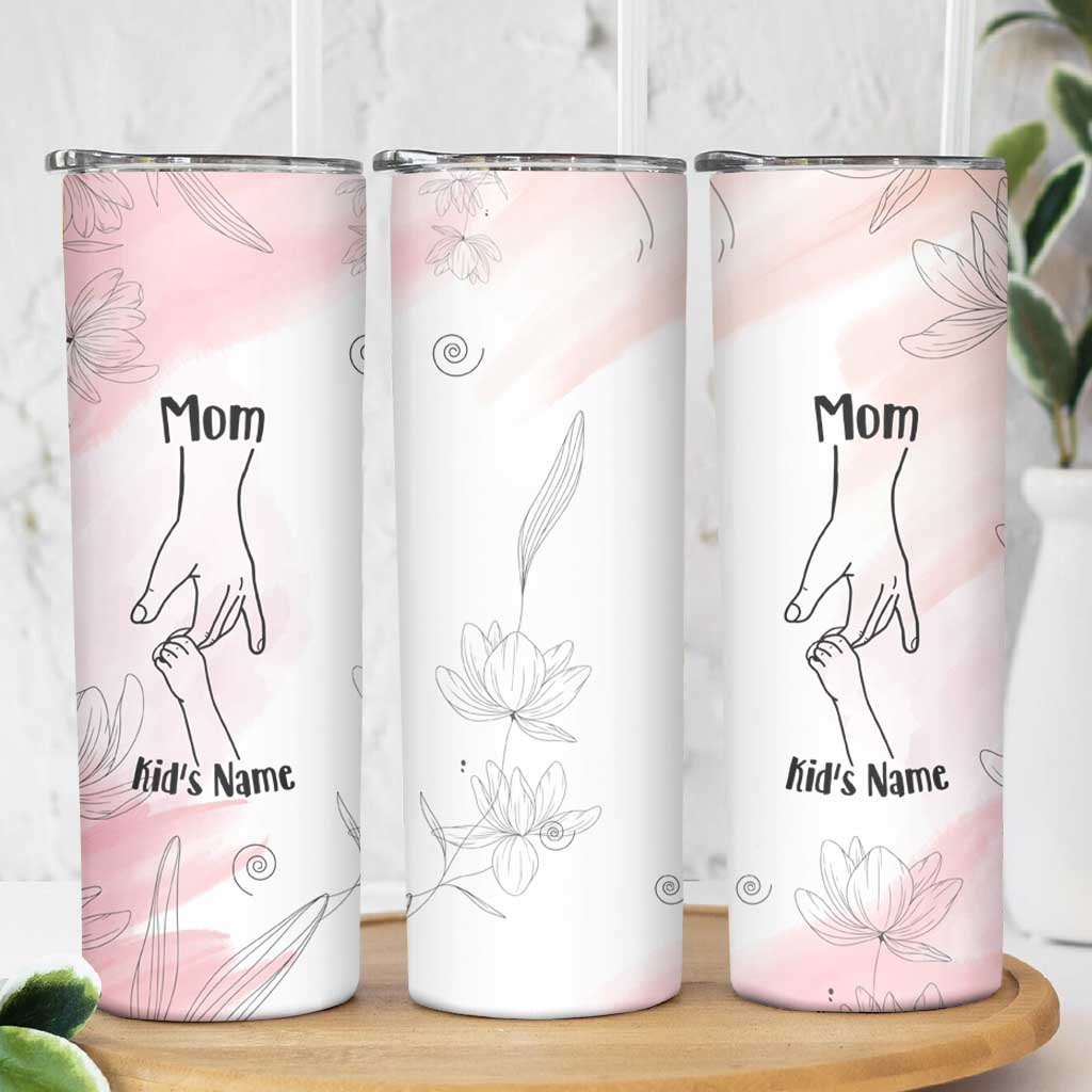 Personalized Mom Gifts Skinny Tumbler Mama Holding Hands Custom Kid Names Mothers Day Gift