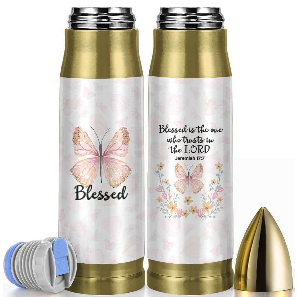 Christian Gifts for Women Faith Bullet Tumbler Blessed Inspirational Religious Bible Gift for Her Pink Butterfly - Wonder Print Shop