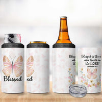 Christian Gifts for Women Faith 4 in 1 Can Cooler Tumbler Blessed Inspirational Religious Bible Gift for Her Pink Butterfly - Wonder Print Shop