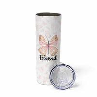 Christian Gifts for Women Faith Skinny Tumbler Blessed Inspirational Religious Bible Gift for Her Pink Butterfly - Wonder Print Shop