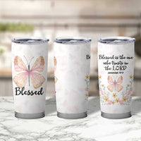 Christian Gifts for Women Faith Tumbler Cup Blessed Inspirational Religious Bible Gift for Her Pink Butterfly - Wonder Print Shop