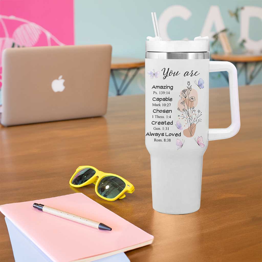 Christian Gifts for Women Faith Tumbler With Handle Mothers Day Bible Encouragement Inspirational Gift - Wonder Print Shop
