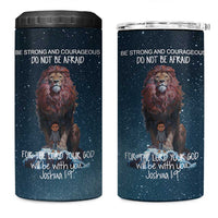 Bible Verse 4 in 1 Can Cooler Tumbler Inspirational Scripture Strong & Courageous – Joshua 1:9