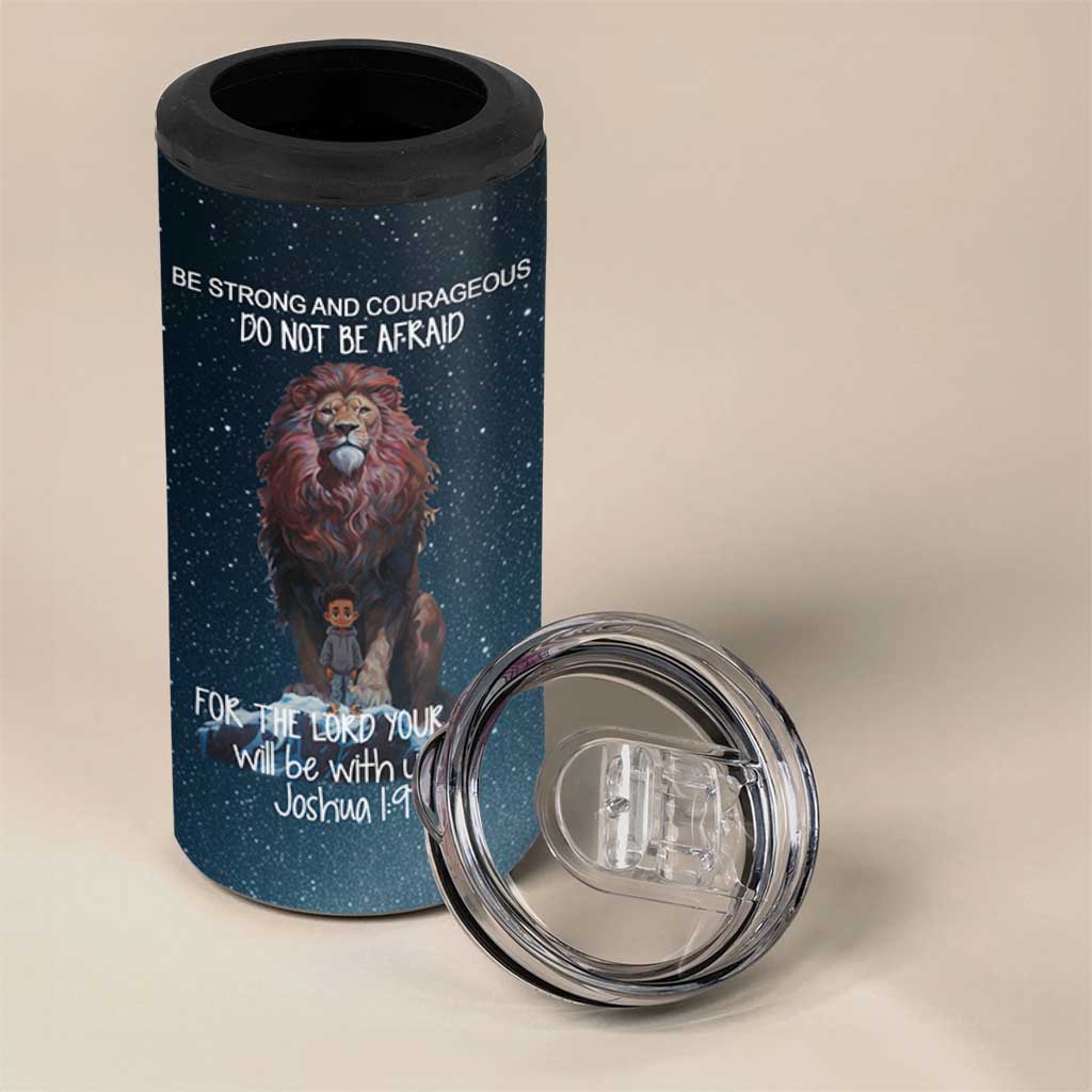 Bible Verse 4 in 1 Can Cooler Tumbler Inspirational Scripture Strong & Courageous – Joshua 1:9