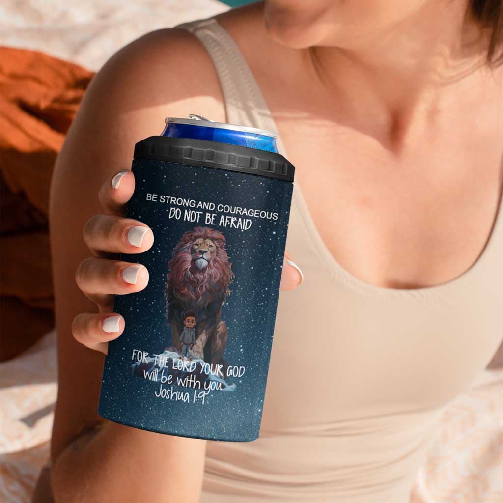 Bible Verse 4 in 1 Can Cooler Tumbler Inspirational Scripture Strong & Courageous – Joshua 1:9