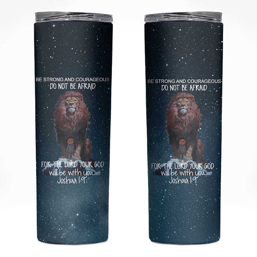Bible Verse Skinny Tumbler Inspirational Scripture Strong & Courageous – Joshua 1:9
