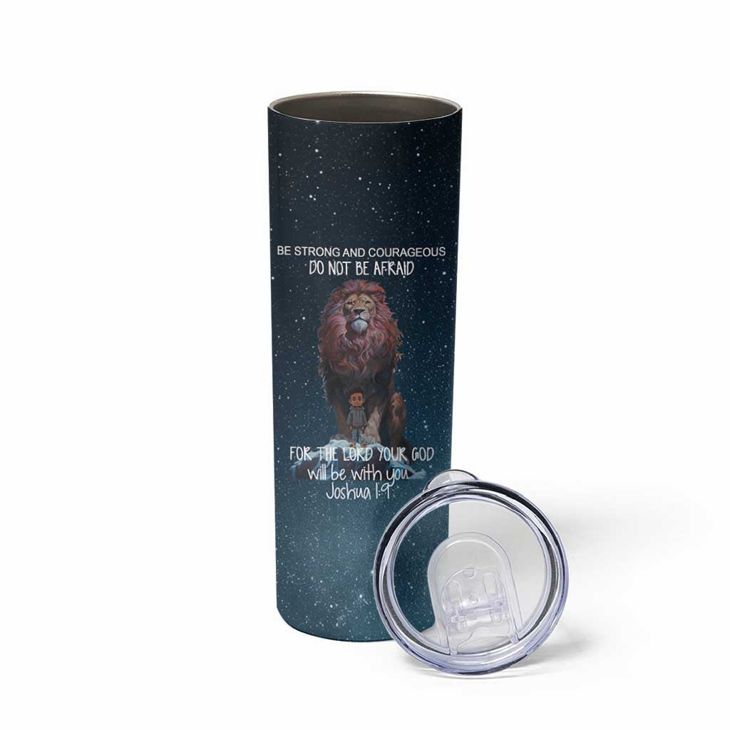 Bible Verse Skinny Tumbler Inspirational Scripture Strong & Courageous – Joshua 1:9