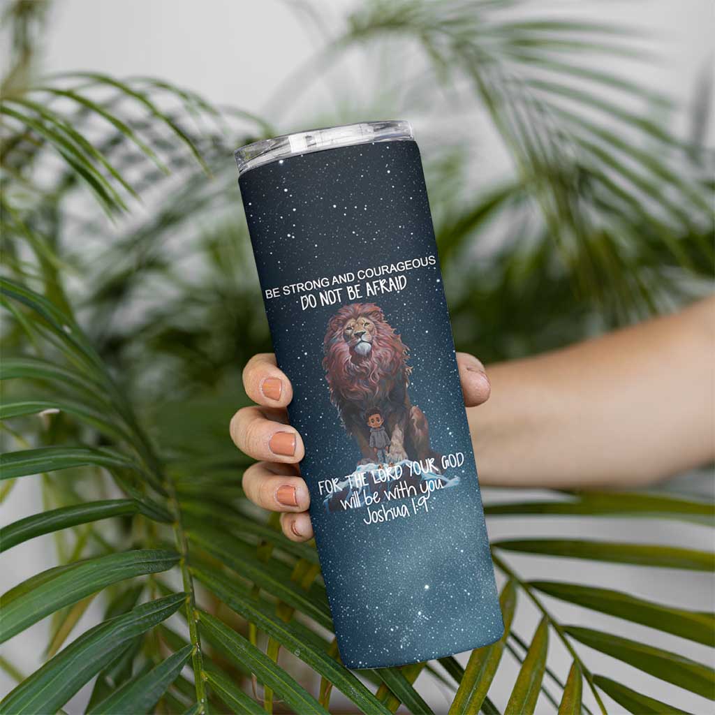 Bible Verse Skinny Tumbler Inspirational Scripture Strong & Courageous – Joshua 1:9