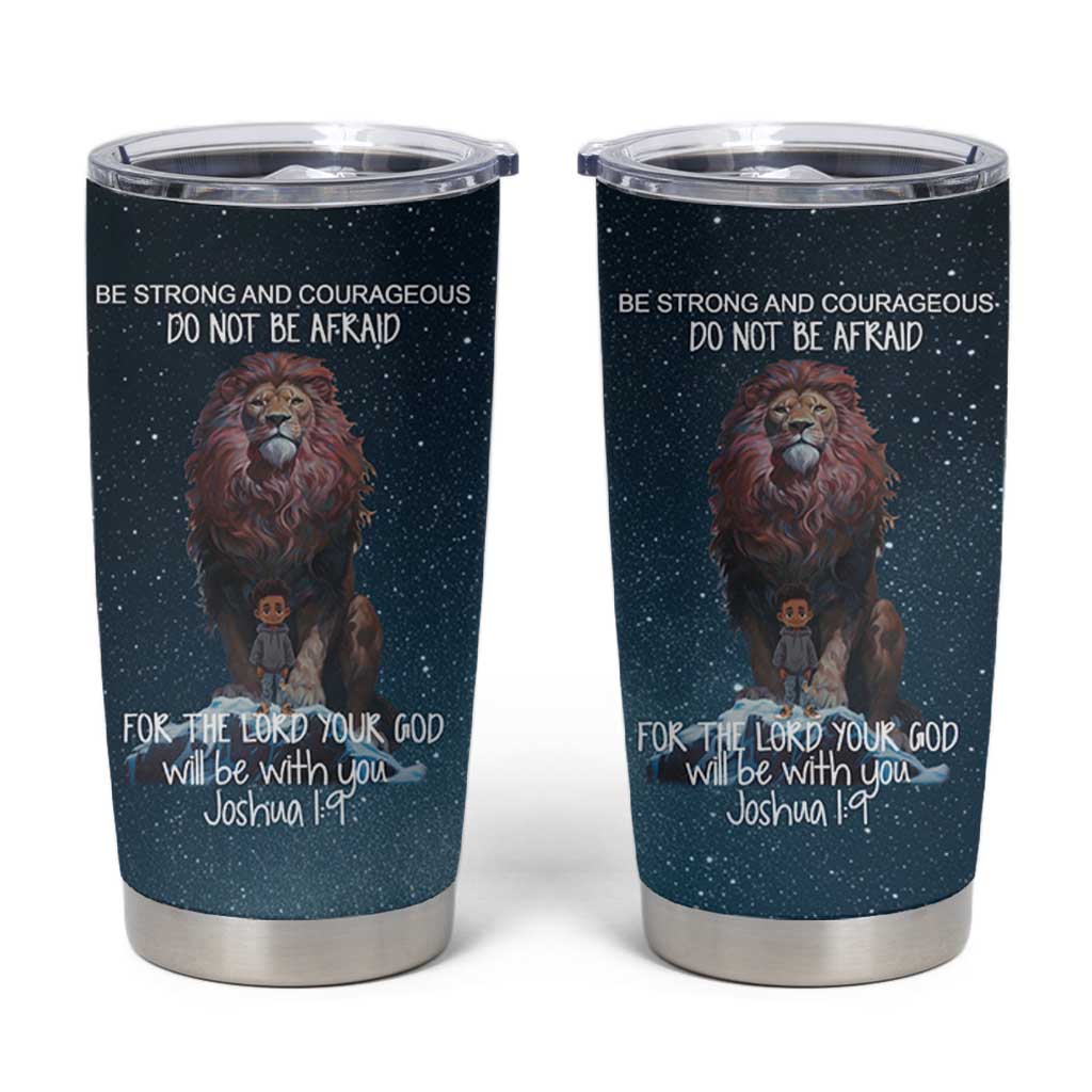 Bible Verse Tumbler Cup Inspirational Scripture Strong & Courageous – Joshua 1:9