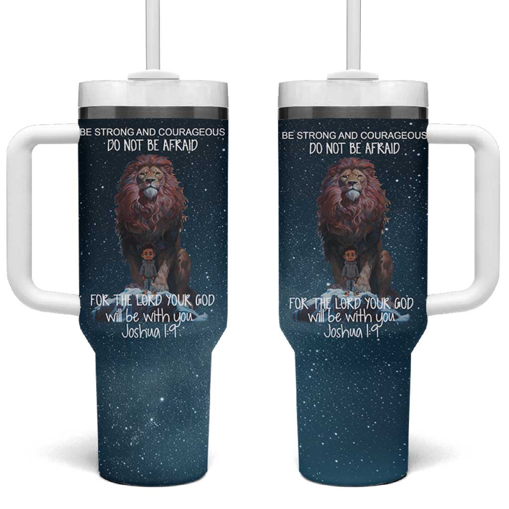 Bible Verse Tumbler With Handle Inspirational Scripture Strong & Courageous – Joshua 1:9