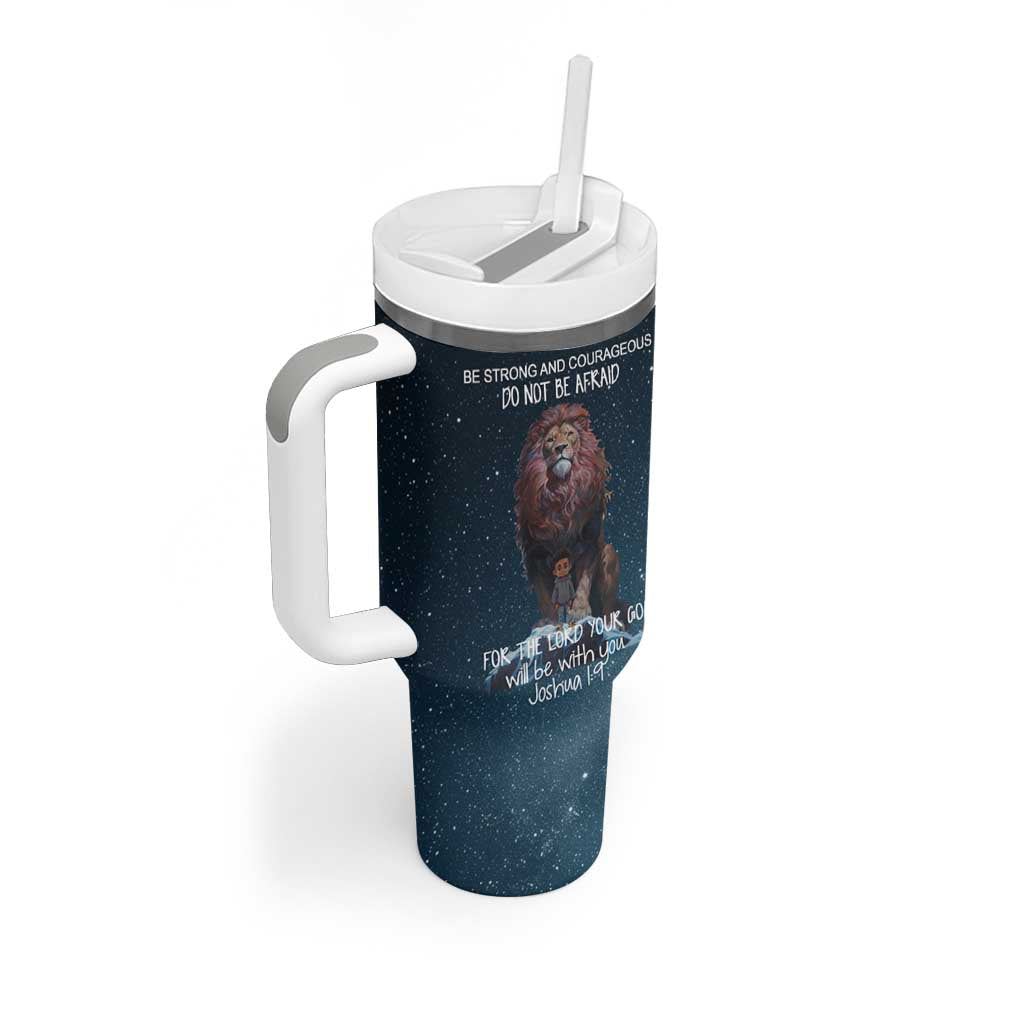 Bible Verse Tumbler With Handle Inspirational Scripture Strong & Courageous – Joshua 1:9
