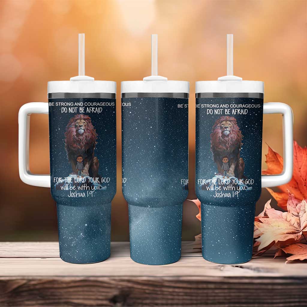 Bible Verse Tumbler With Handle Inspirational Scripture Strong & Courageous – Joshua 1:9