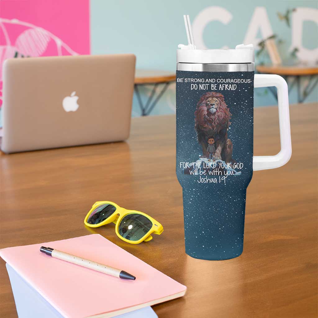 Bible Verse Tumbler With Handle Inspirational Scripture Strong & Courageous – Joshua 1:9