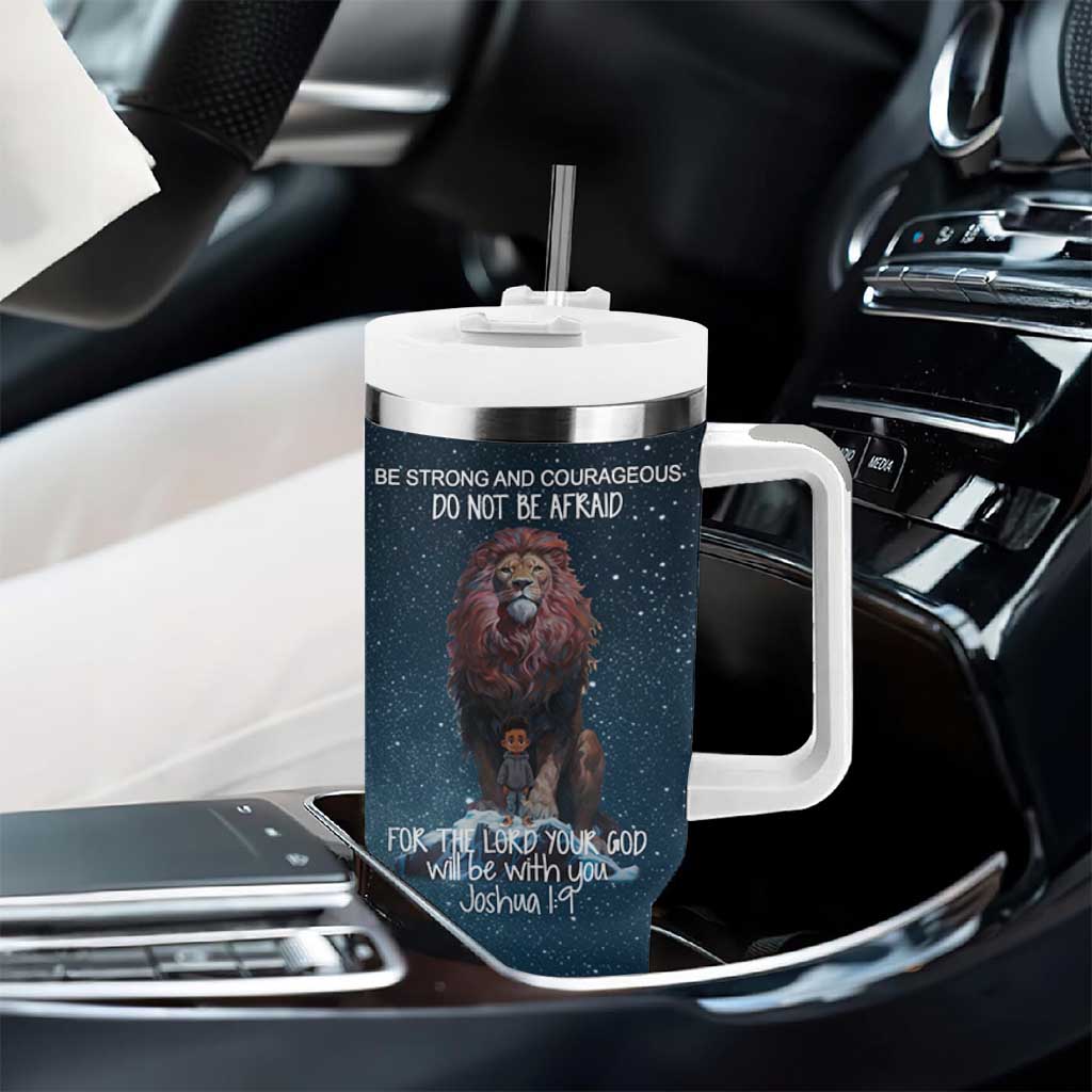 Bible Verse Tumbler With Handle Inspirational Scripture Strong & Courageous – Joshua 1:9