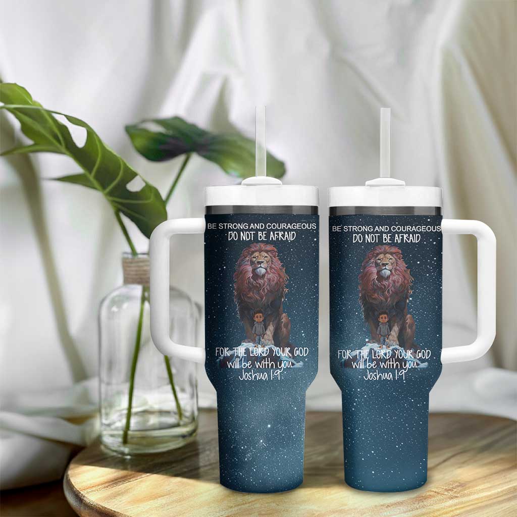 Bible Verse Tumbler With Handle Inspirational Scripture Strong & Courageous – Joshua 1:9