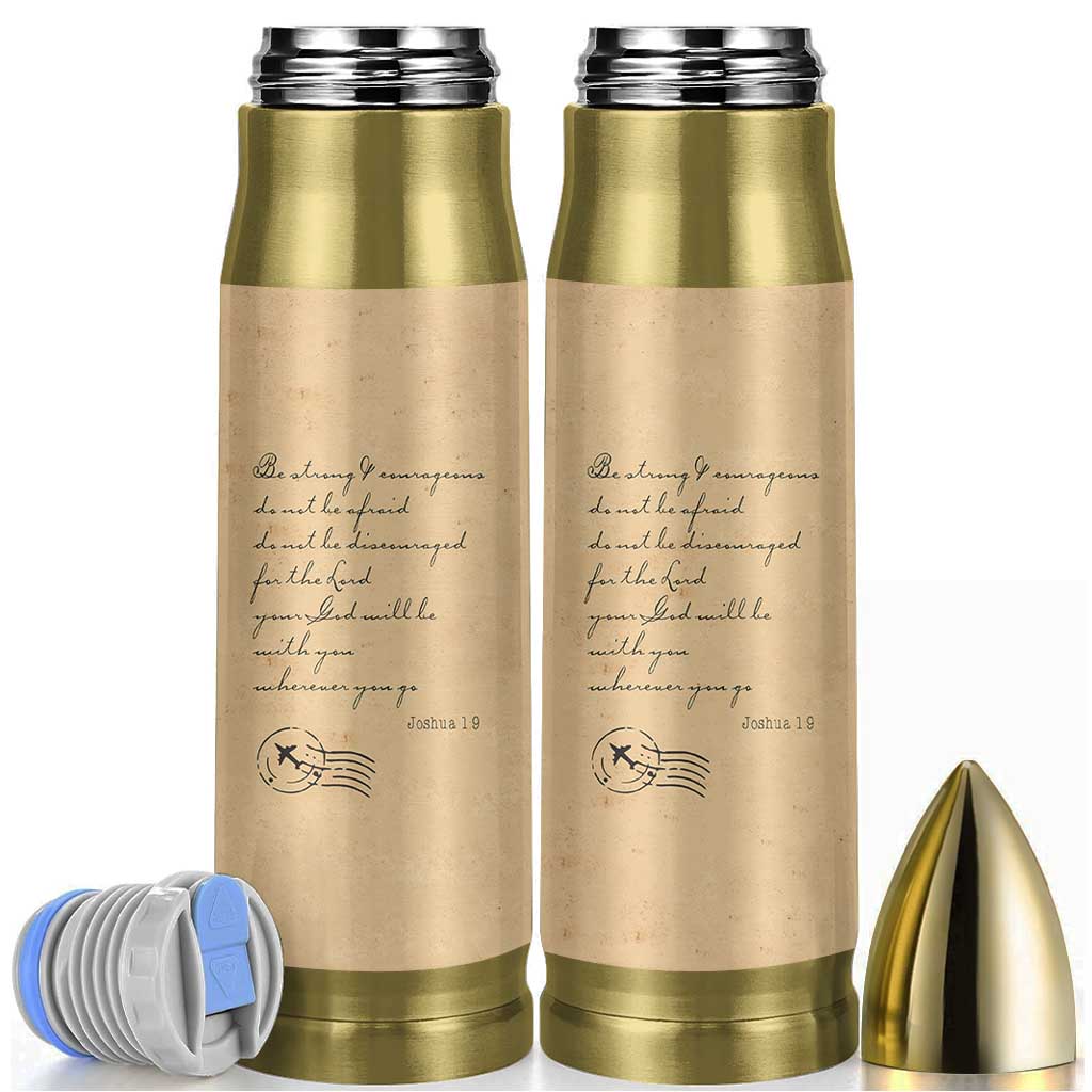 Vintage Christian Bullet Tumbler Be Strong and Courageous Joshua 1:9 Bible Verse - Wonder Print Shop
