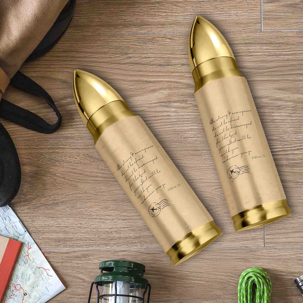 Vintage Christian Bullet Tumbler Be Strong and Courageous Joshua 1:9 Bible Verse - Wonder Print Shop
