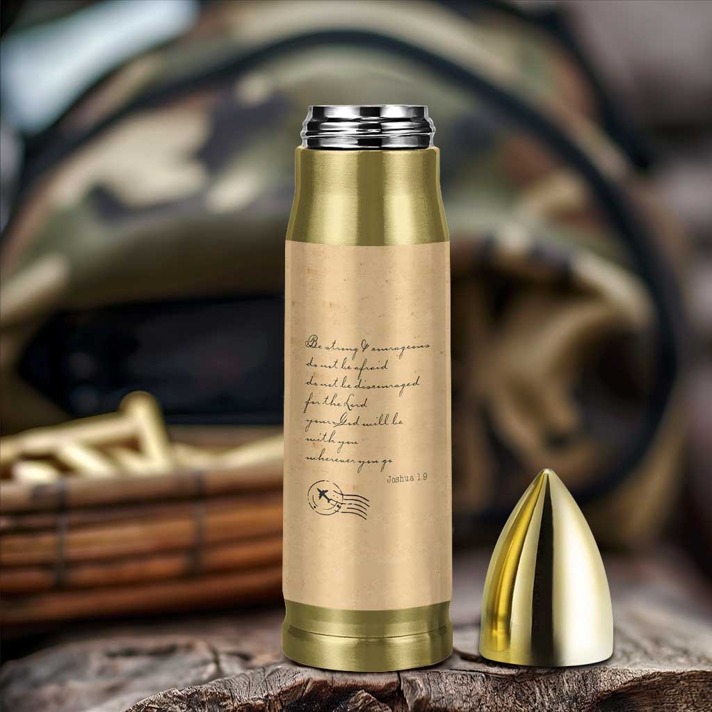 Vintage Christian Bullet Tumbler Be Strong and Courageous Joshua 1:9 Bible Verse - Wonder Print Shop