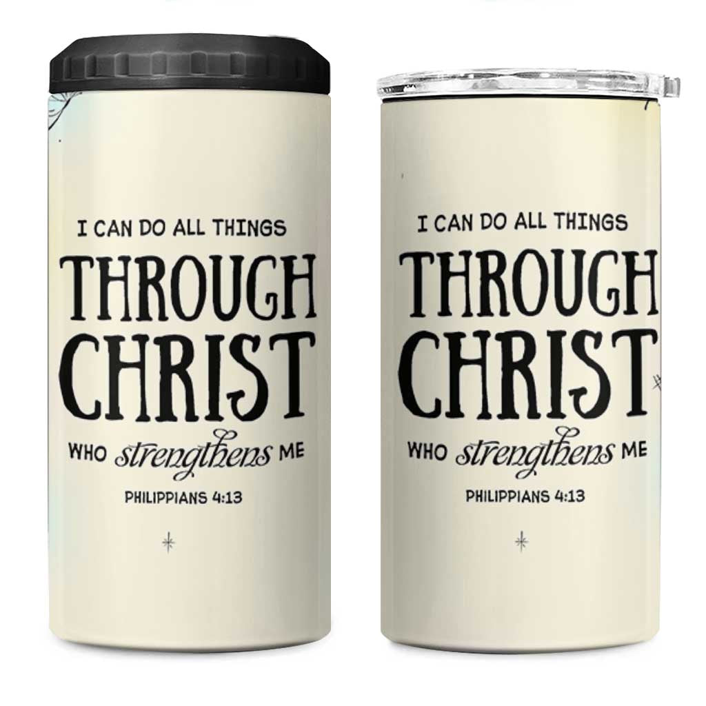 Christian Gifts for Women Faith 4 in 1 Can Cooler Tumbler Christ Encouraging Bible Verse Cute Butterflies - Wonder Print Shop