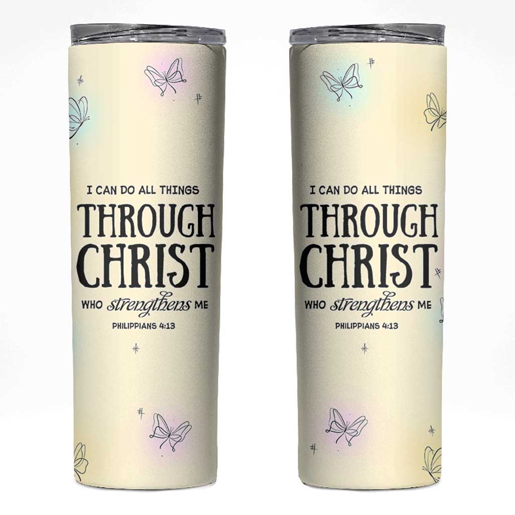 Christian Gifts for Women Faith Skinny Tumbler Christ Encouraging Bible Verse Cute Butterflies - Wonder Print Shop