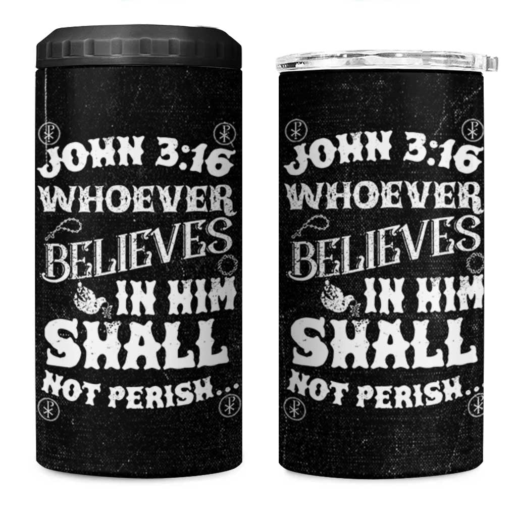 Christian Gifts for Men 4 in 1 Can Cooler Tumbler Inspirational Bible Verse John 3:16 - Wonder Print Shop