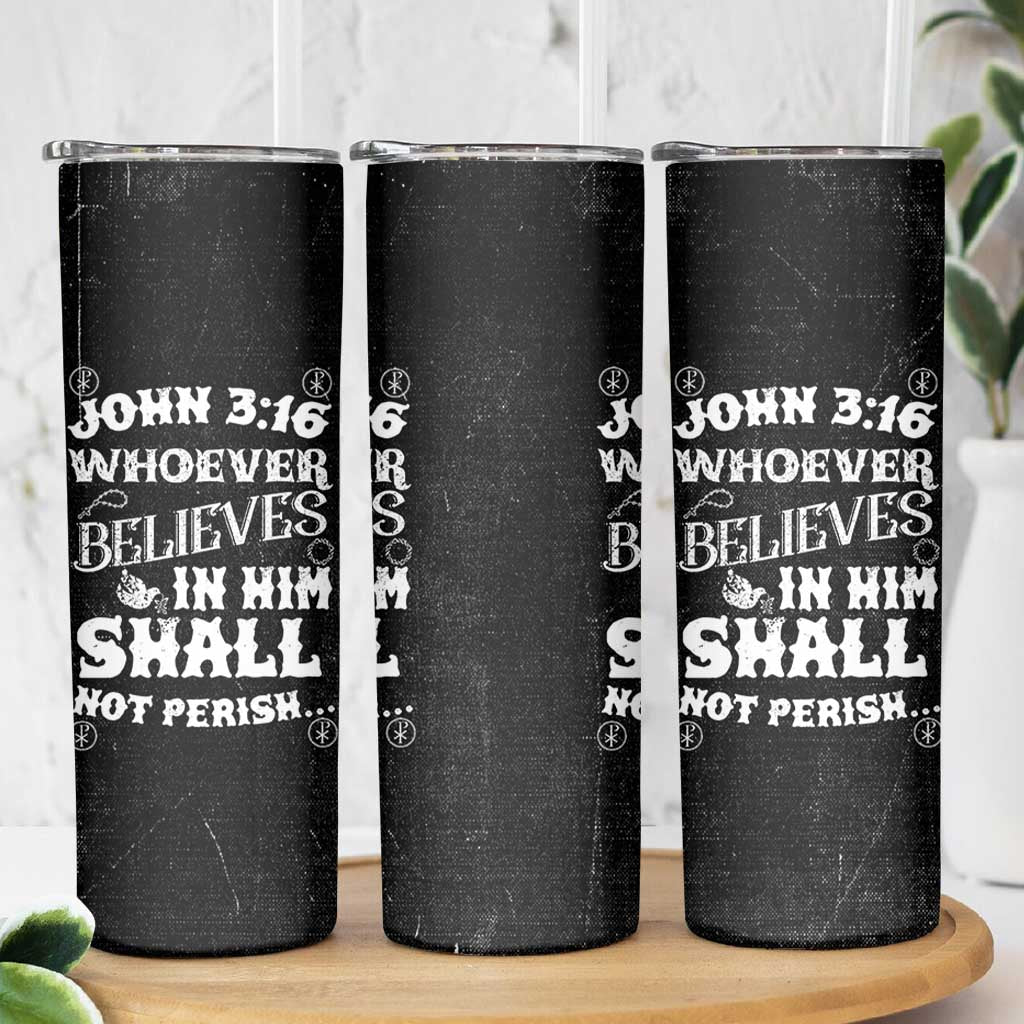 Christian Gifts for Men Skinny Tumbler Inspirational Bible Verse John 3:16 - Wonder Print Shop