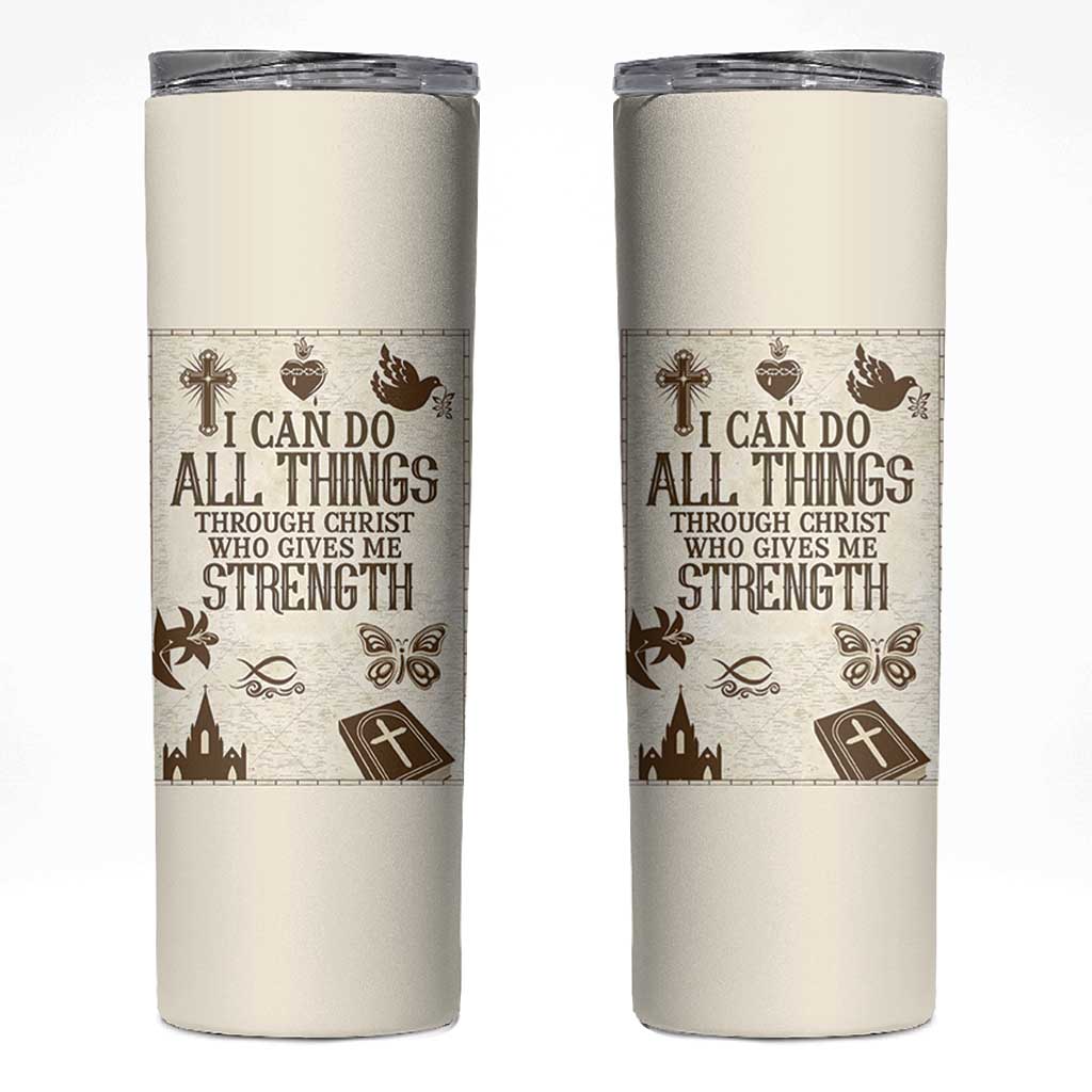 Christian Gifts Skinny Tumbler I Can Do All Things Through Christ Bible Verse Philippians 4:13