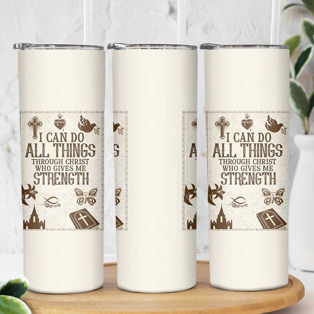 Christian Gifts Skinny Tumbler I Can Do All Things Through Christ Bible Verse Philippians 4:13
