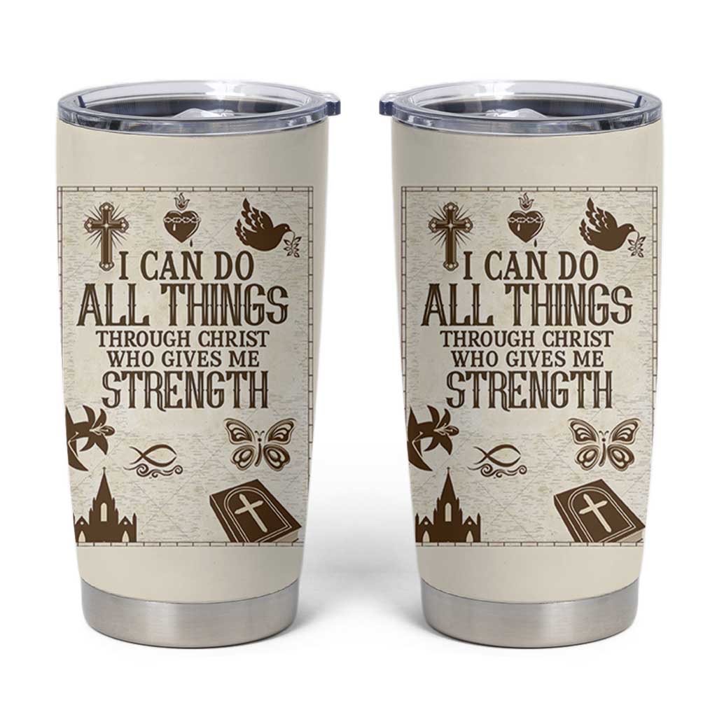 Christian Gifts Tumbler Cup I Can Do All Things Through Christ Bible Verse Philippians 4:13