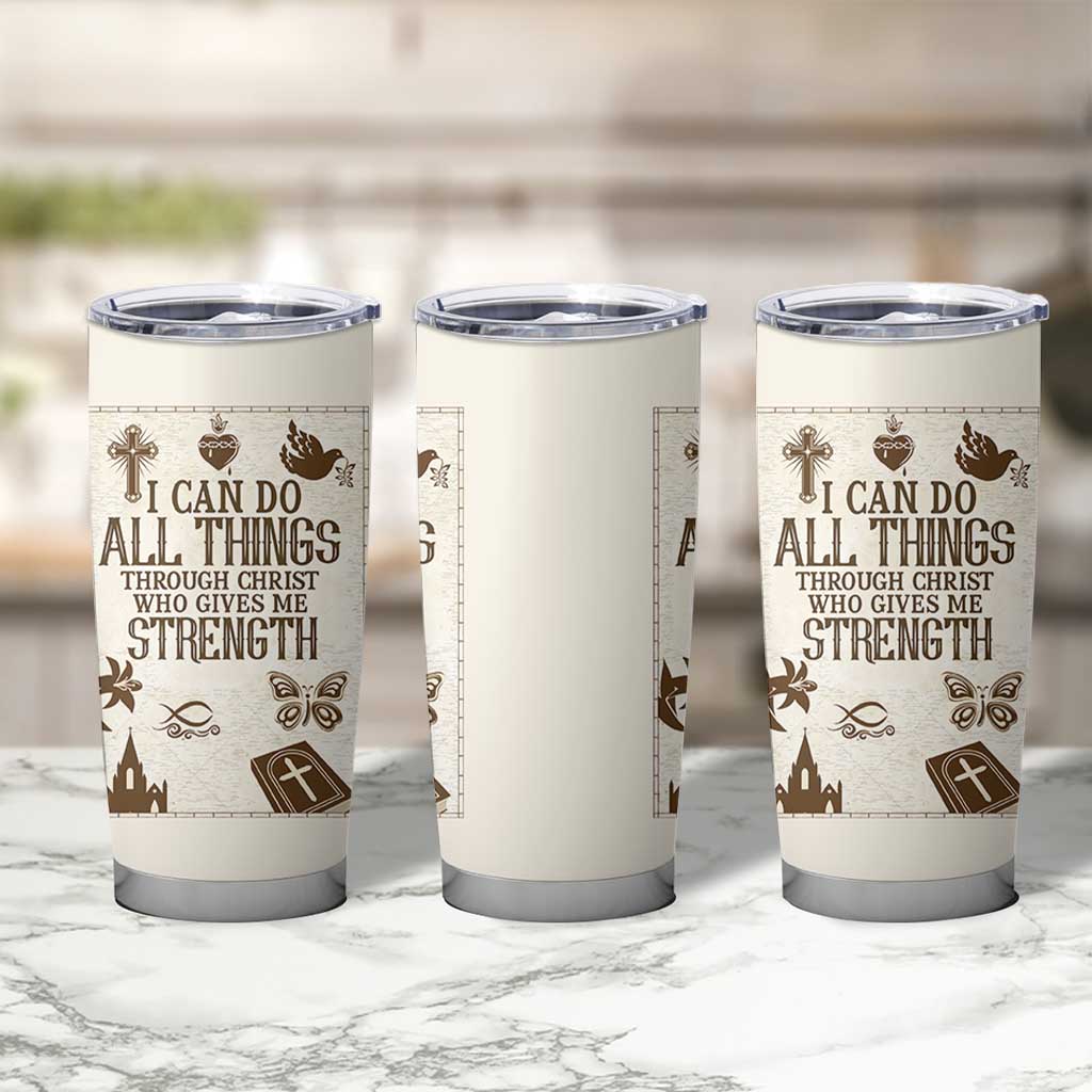 Christian Gifts Tumbler Cup I Can Do All Things Through Christ Bible Verse Philippians 4:13