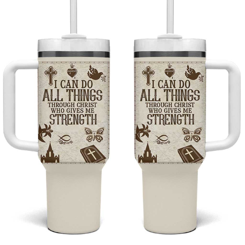 Christian Gifts Tumbler With Handle I Can Do All Things Through Christ Bible Verse Philippians 4:13