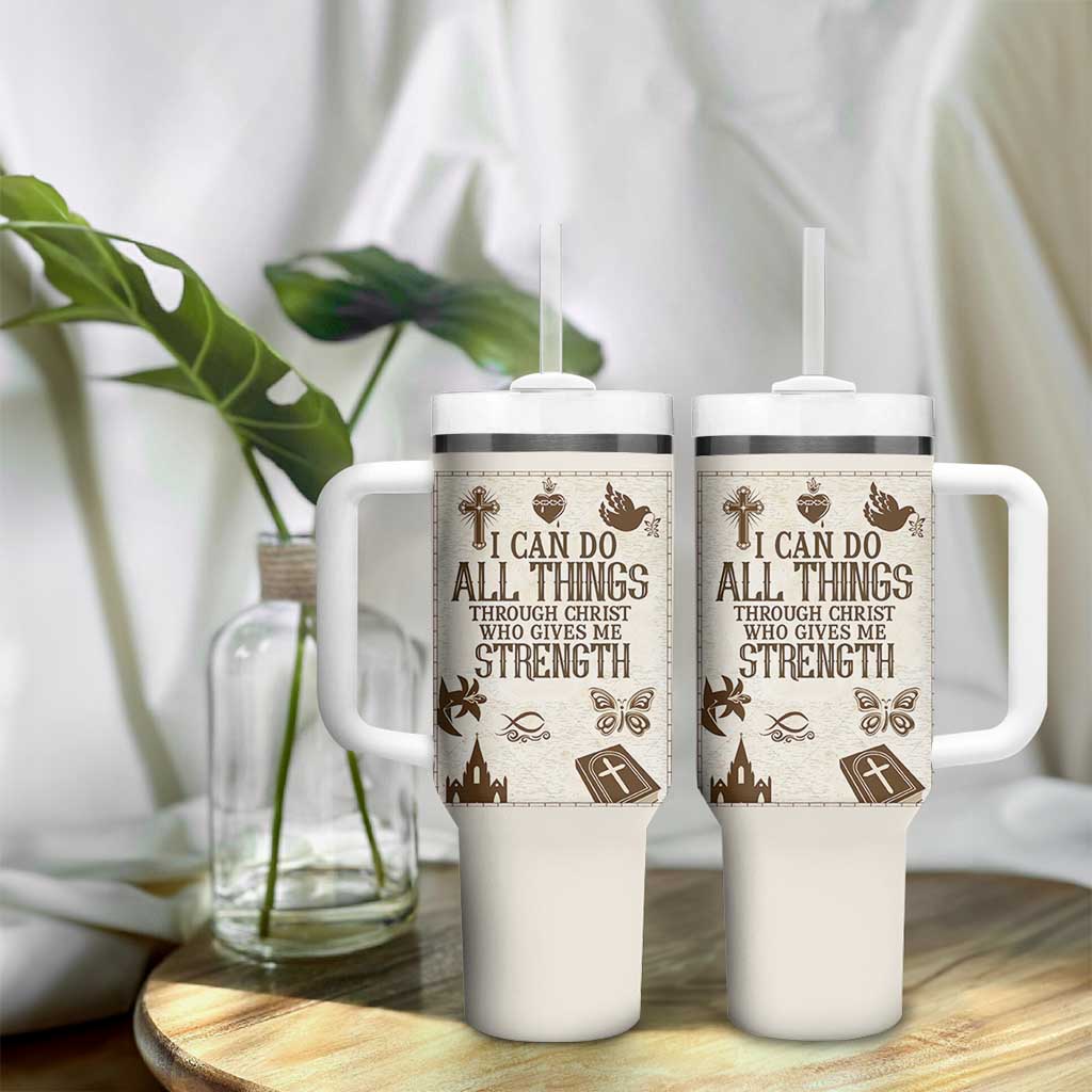 Christian Gifts Tumbler With Handle I Can Do All Things Through Christ Bible Verse Philippians 4:13
