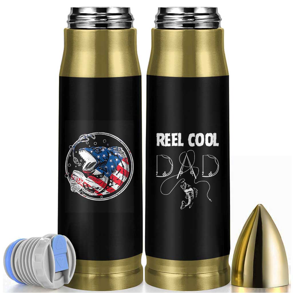 Reel Cool Dad Bullet Tumbler Funny Father's Day Gift For Dad Fishing Lover American Flag