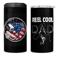 Reel Cool Dad 4 in 1 Can Cooler Tumbler Funny Father's Day Gift For Dad Fishing Lover American Flag
