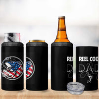 Reel Cool Dad 4 in 1 Can Cooler Tumbler Funny Father's Day Gift For Dad Fishing Lover American Flag