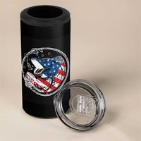 Reel Cool Dad 4 in 1 Can Cooler Tumbler Funny Father's Day Gift For Dad Fishing Lover American Flag