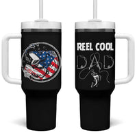 Reel Cool Dad Tumbler With Handle Funny Father's Day Gift For Dad Fishing Lover American Flag