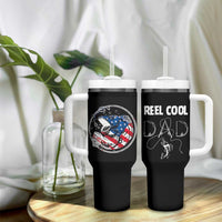 Reel Cool Dad Tumbler With Handle Funny Father's Day Gift For Dad Fishing Lover American Flag