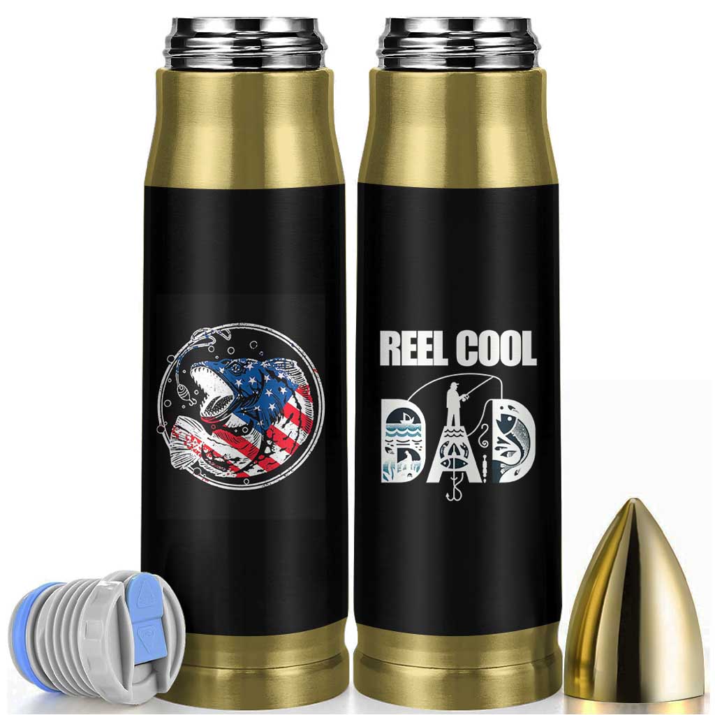 Reel Cool Dad Bullet Tumbler Funny Father's Day Gift For Fishing Lover American Flag