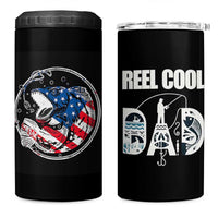 Reel Cool Dad 4 in 1 Can Cooler Tumbler Funny Father's Day Gift For Fishing Lover American Flag