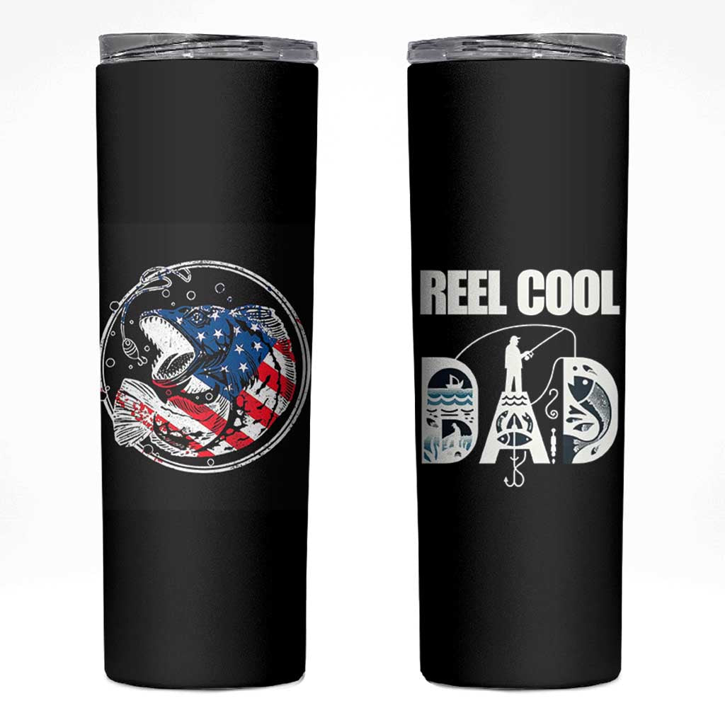 Reel Cool Dad Skinny Tumbler Funny Father's Day Gift For Fishing Lover American Flag