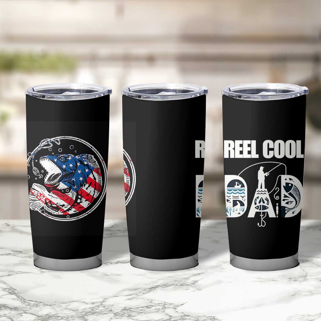 Reel Cool Dad Tumbler Cup Funny Father's Day Gift For Fishing Lover American Flag