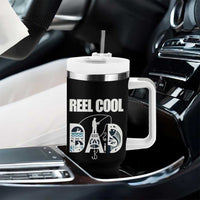 Reel Cool Dad Tumbler With Handle Funny Father's Day Gift For Fishing Lover American Flag