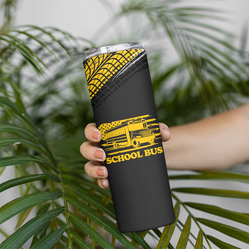 School Bus Driver Appreciation Skinny Tumbler Funny Nutrition Facts American USA Flag - Wonder Print Shop
