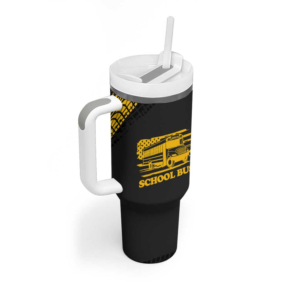 School Bus Driver Appreciation Tumbler With Handle Funny Nutrition Facts American USA Flag - Wonder Print Shop