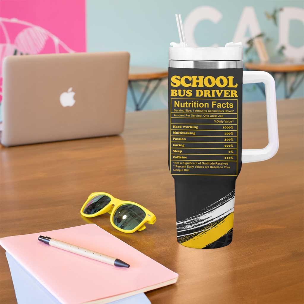 School Bus Driver Appreciation Tumbler With Handle Funny Nutrition Facts American USA Flag - Wonder Print Shop